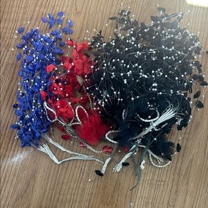 Floral Accessories in Blue, Red, and Black